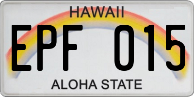 HI license plate EPF015