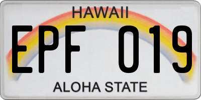 HI license plate EPF019