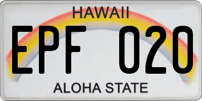 HI license plate EPF020