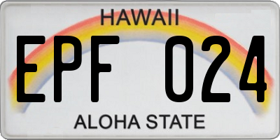 HI license plate EPF024