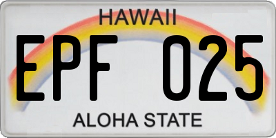 HI license plate EPF025