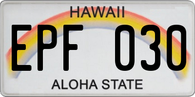 HI license plate EPF030