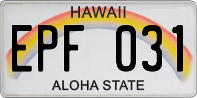 HI license plate EPF031