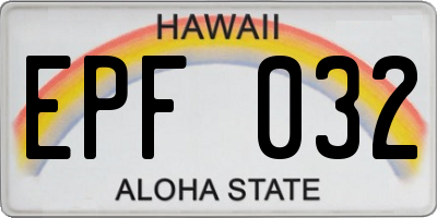 HI license plate EPF032