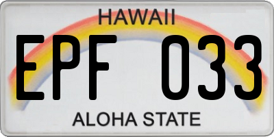 HI license plate EPF033