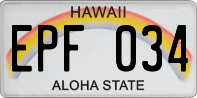 HI license plate EPF034