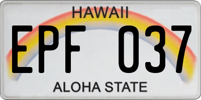 HI license plate EPF037