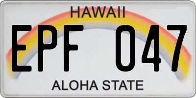 HI license plate EPF047