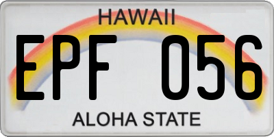 HI license plate EPF056