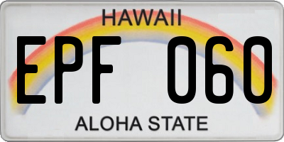 HI license plate EPF060