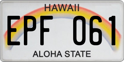 HI license plate EPF061