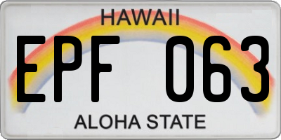 HI license plate EPF063