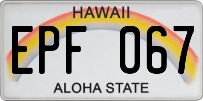 HI license plate EPF067