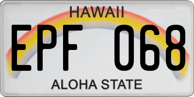 HI license plate EPF068