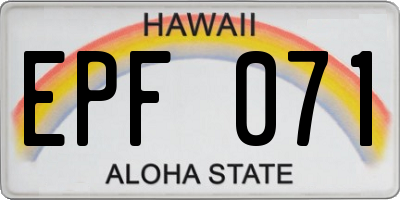 HI license plate EPF071
