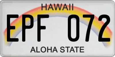 HI license plate EPF072