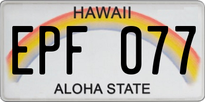 HI license plate EPF077