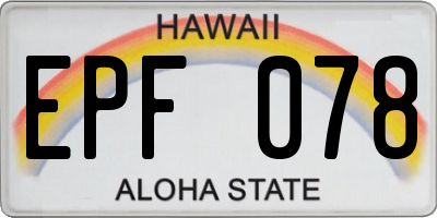 HI license plate EPF078