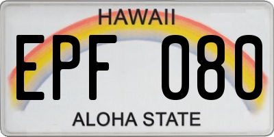 HI license plate EPF080