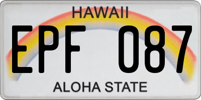 HI license plate EPF087