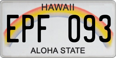 HI license plate EPF093