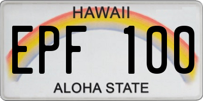 HI license plate EPF100