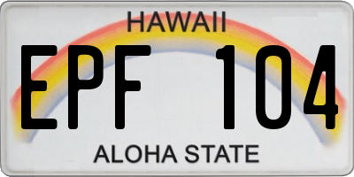 HI license plate EPF104