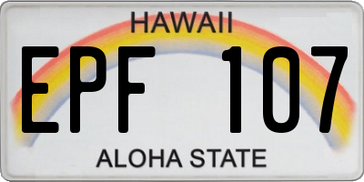 HI license plate EPF107