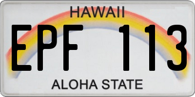 HI license plate EPF113