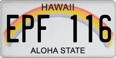 HI license plate EPF116