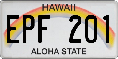 HI license plate EPF201