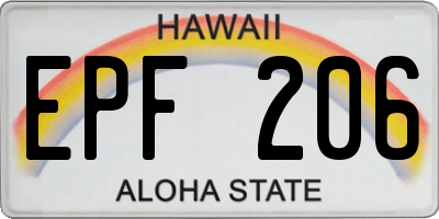 HI license plate EPF206