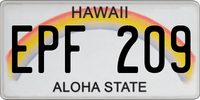 HI license plate EPF209