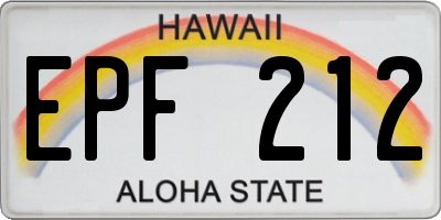 HI license plate EPF212