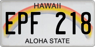 HI license plate EPF218