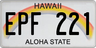 HI license plate EPF221
