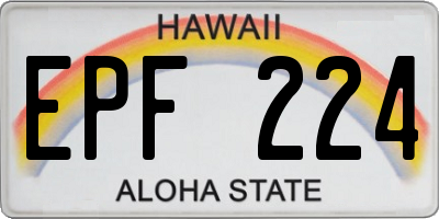HI license plate EPF224