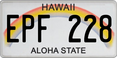 HI license plate EPF228