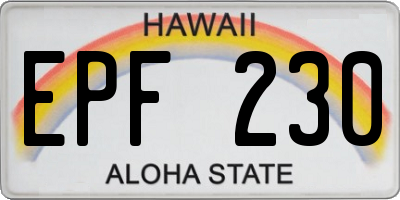 HI license plate EPF230