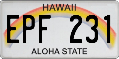 HI license plate EPF231