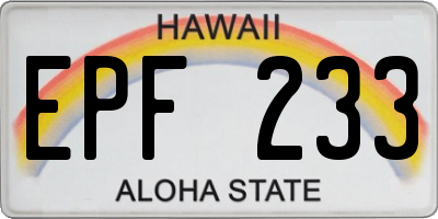 HI license plate EPF233