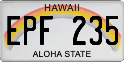 HI license plate EPF235