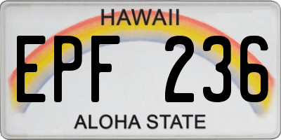 HI license plate EPF236