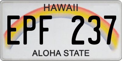 HI license plate EPF237