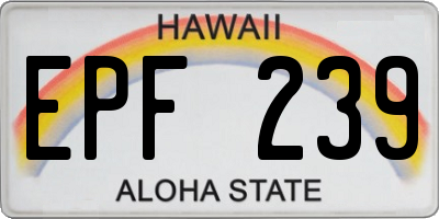 HI license plate EPF239