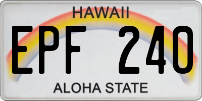 HI license plate EPF240
