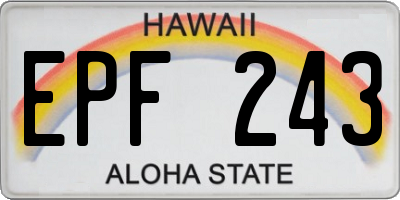 HI license plate EPF243