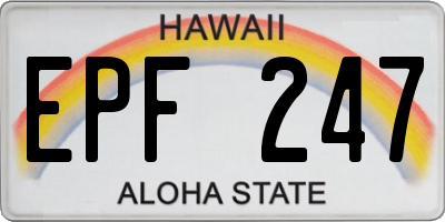 HI license plate EPF247