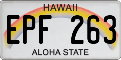HI license plate EPF263