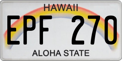 HI license plate EPF270